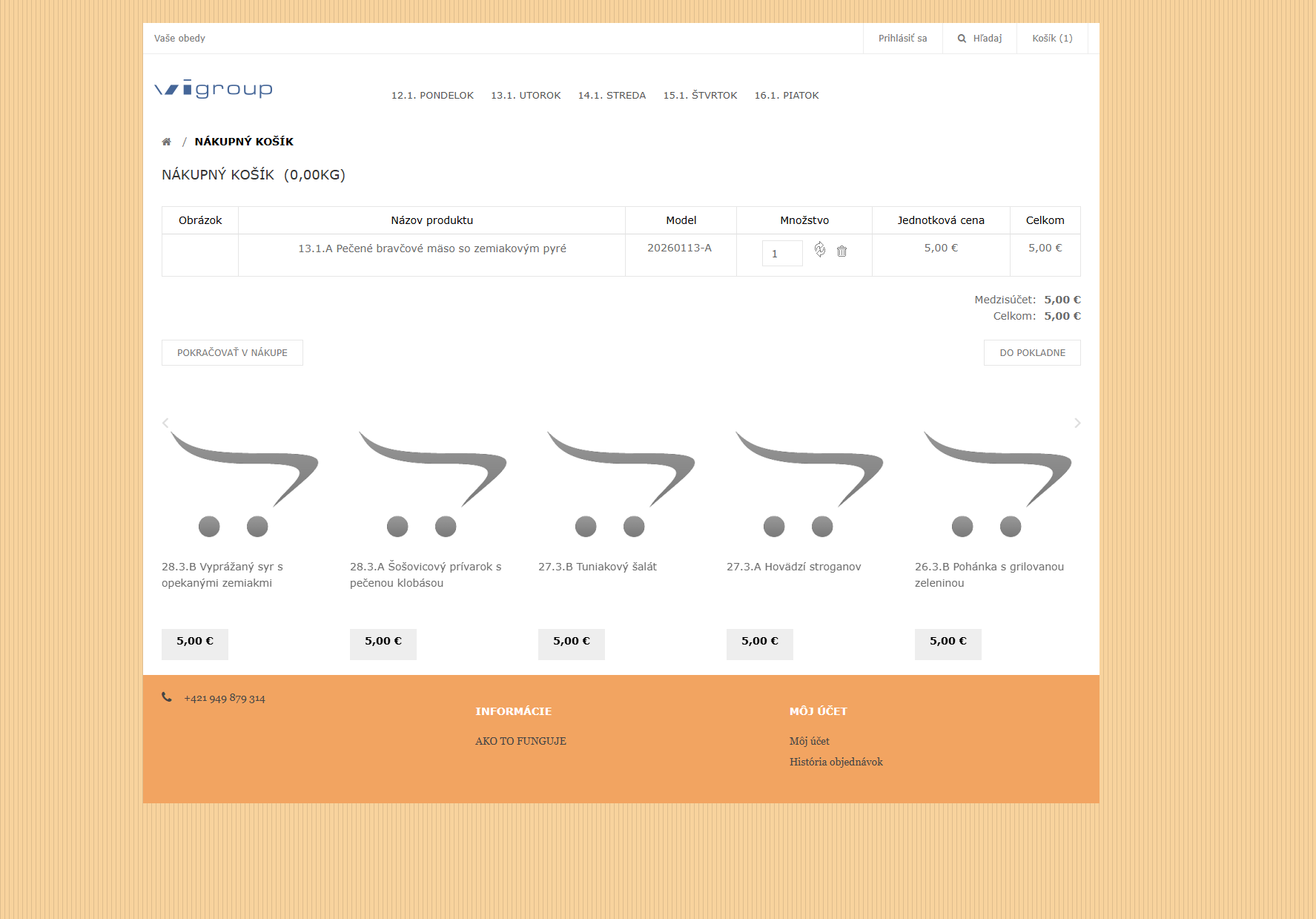 Canteen preorder portal screenshot 2